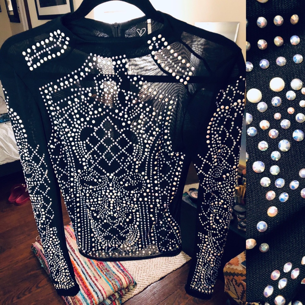 Gorgeous Rhinestone Black Top
